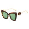 New fashion double heart cat eye large frame sunglasses ins personalized casual versatile outdoor UV protection sunglasses tide