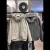 Unisex Oversized Puffer Jacket With Detachable Faux Fur Collar Winter Hooded Cotton Coat Teens Adults