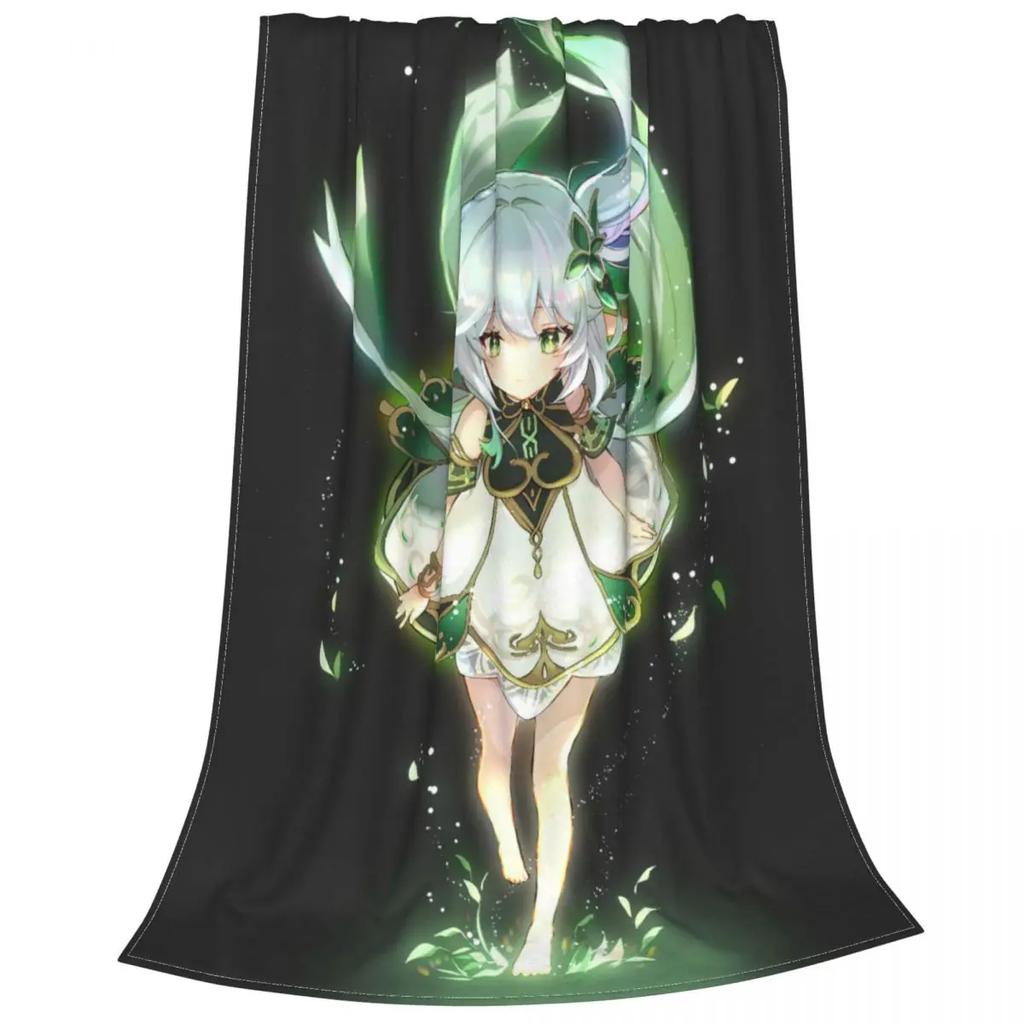 Kawaii Nahida Blankets Genshin Impact Anime Flannel Novelty Breathable Throw Blankets for Home Decoration