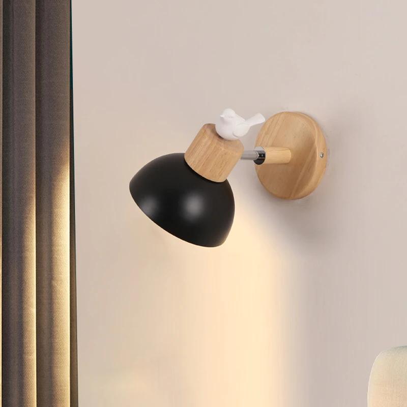 Светодиодный настенный светильник Nordic Wood Iron Lighting Fixture для гостевой комнаты, балкона, лестницы, настенного бра, спальни, прикроватной тумбочки, декора, освещения