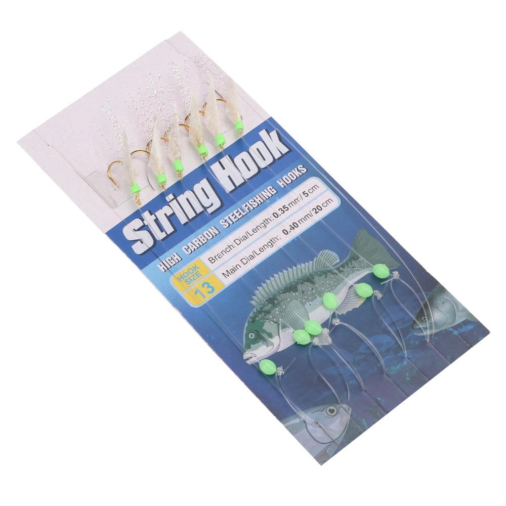 5 Sets with 6 Hooks Fishing Bait Rigs with Luminous Beads Fishing Lure Rigs  Saltwater Fishing