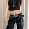 Retro Paisley Silk Scarf - Women's Waist Belt & Jeans Accessory, Long Leather Design