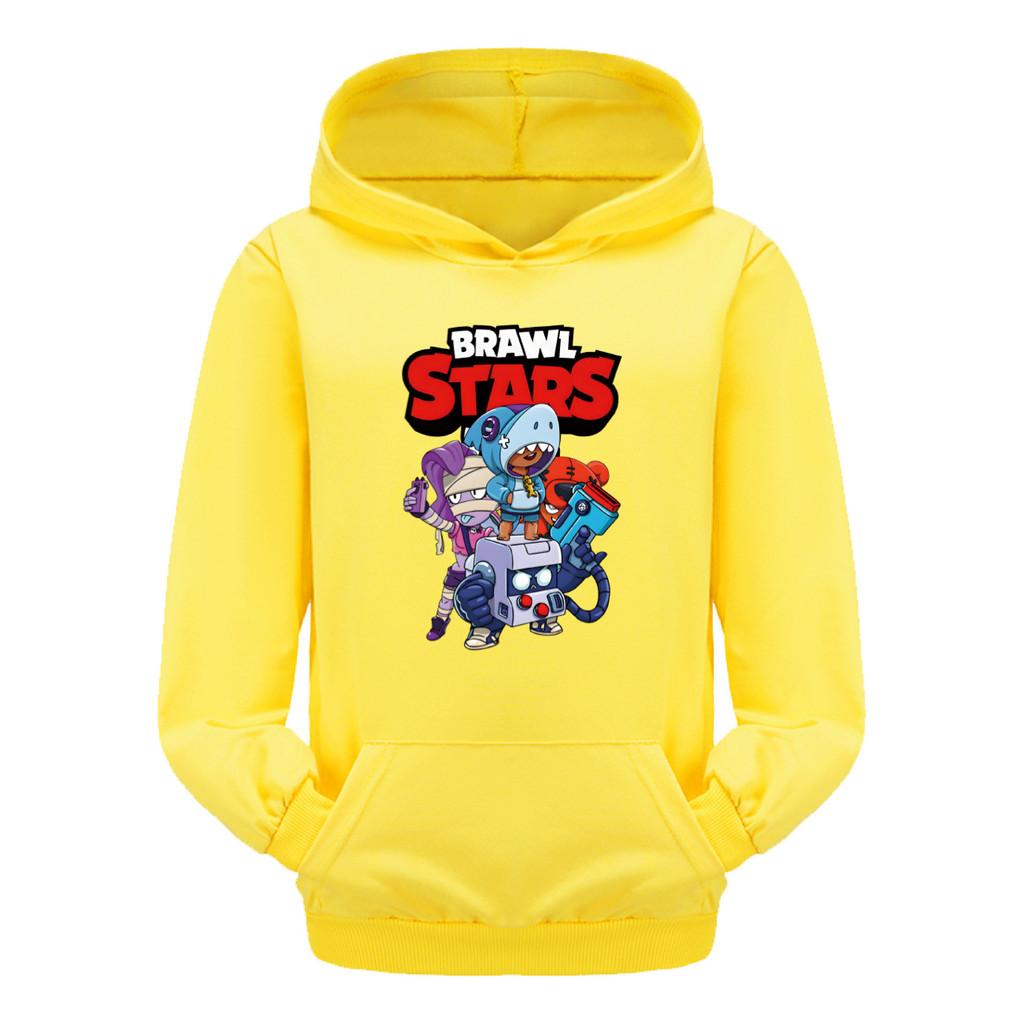 4093 Детские Худи для Мальчиков и Девочек Brawl Stars с Принтом, Карманные, с Длинным Рукавом и Капюшоном
