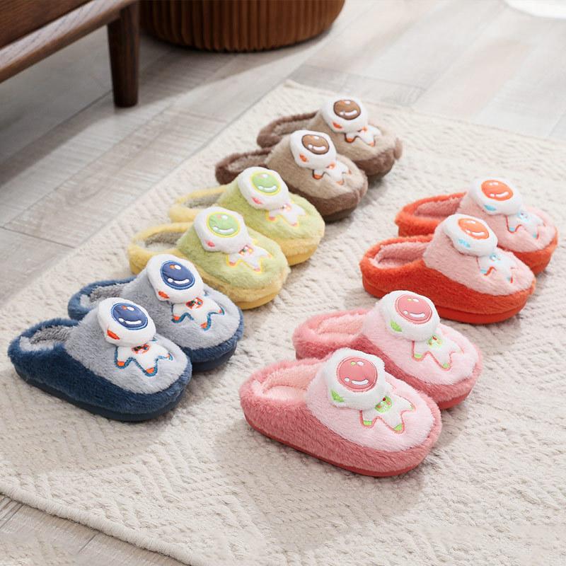 Зимние детские хлопковые тапочки для дома, теплые и нескользящие, милые мультяшные, мужские и женские хлопковые туфли удобные