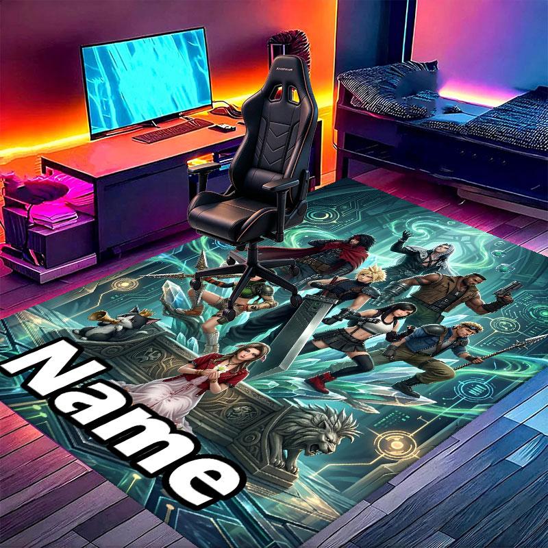 Custom Name Personalized Final Fantasy Print Carpet, Versatile Home Decor Rug, for Playroom, Apartment, Balcony, Entryway, Hallway Gift