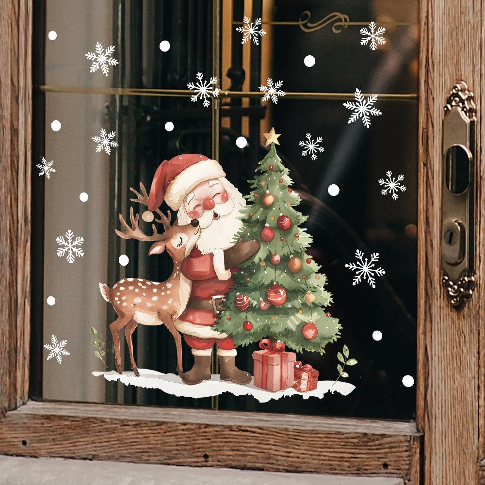 Christmas Decorations Santa Elk Glass Windows and Windows Landscaping Window Stickers Uv Static