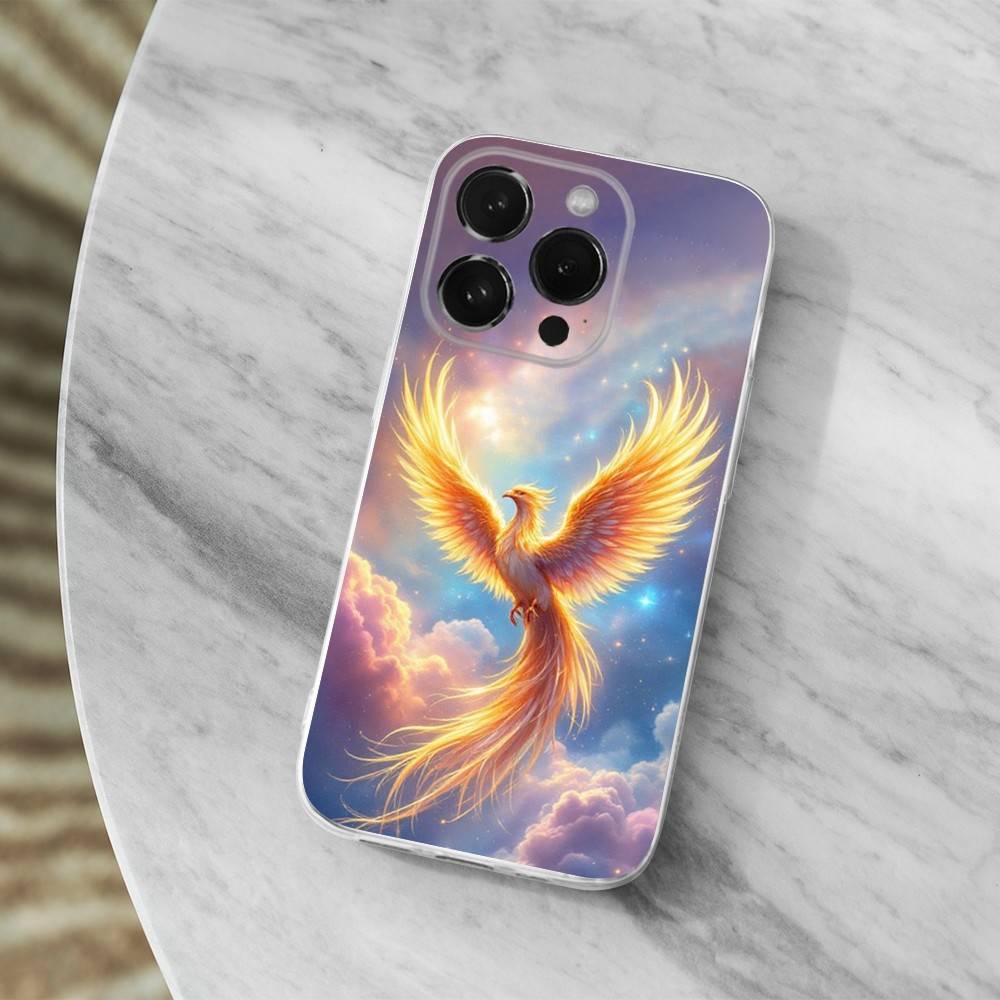 Cool Art Phoenix Phone Case For iPhone 16,15,14,13,12,11 Pro,Max,Plus,X,XS,XR,SE,Mini Transparent Soft Cover