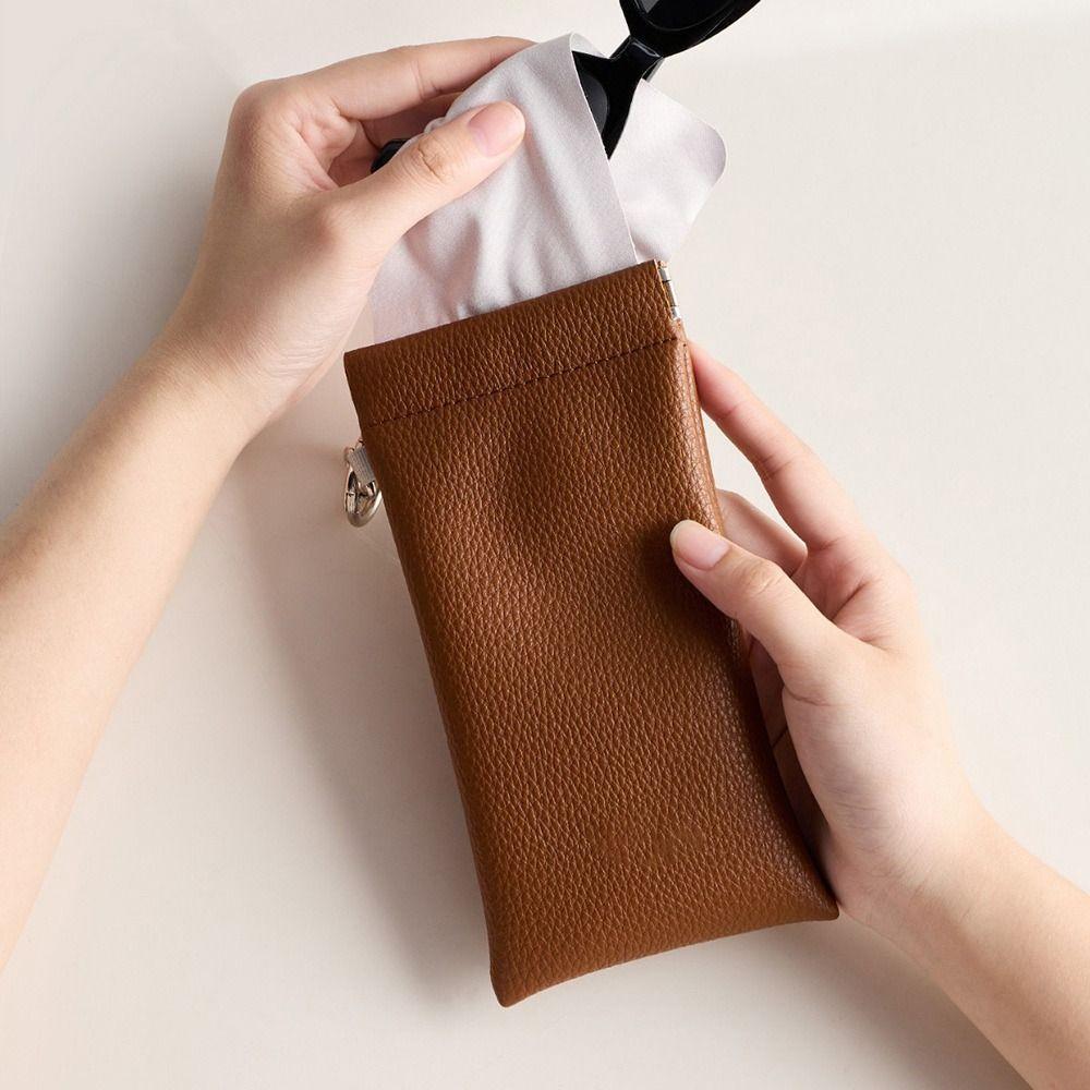 PU Leather Eyeglass Storage Bag Dustproof Sunglasses Case Portable Glasses Storage Bag  Travel Use