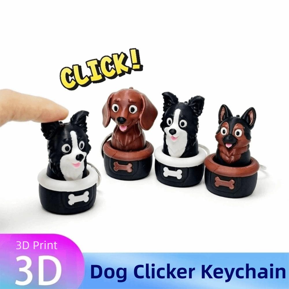 Clicking Sound Sausage Dog Clicker Keychain Plastic Dog Key Pendant Clicker Toy Keychain Gifts