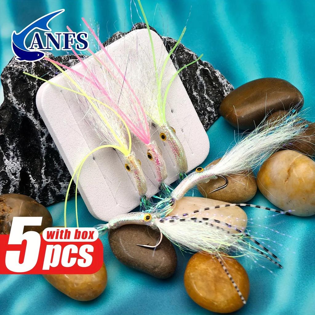 Slow Sinking 5pcs Fluorescent Brass Fly Fishing Lures with Rayon- Nymph, Scud, Bug Baits for Trout, Panfish & Ice Fishing