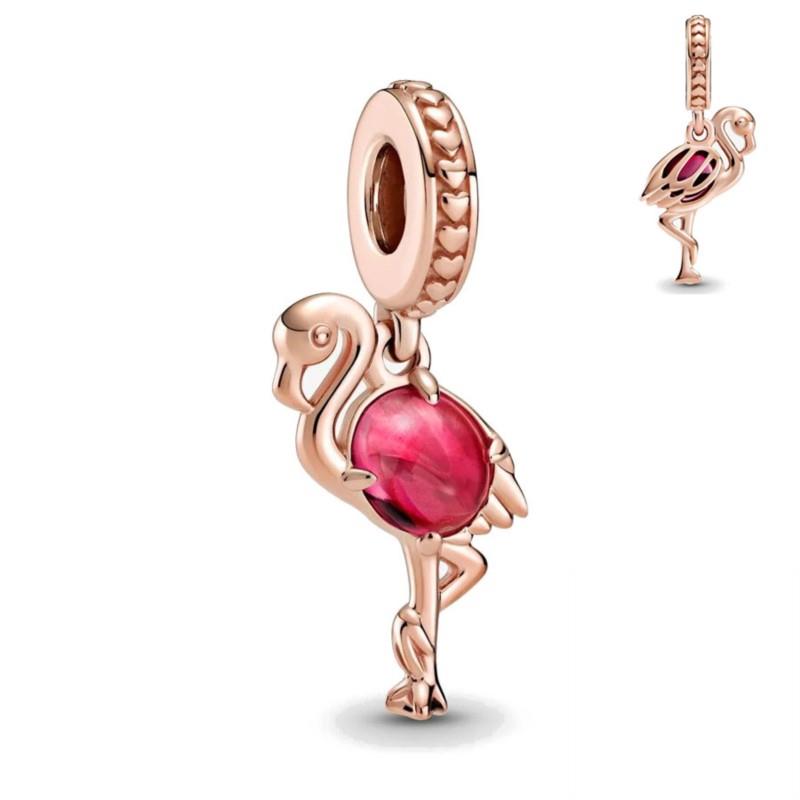 Розовое золото, сверкающее всевидящее око, тигр, фламинго, очаровательная бусина, подходит для оригинального модного браслета, ювелирные изделия своими руками для женщин