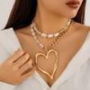 Exaggerated Size Heart Pendant Necklace Big Love Multilayer Pearl Necklace  Date Night