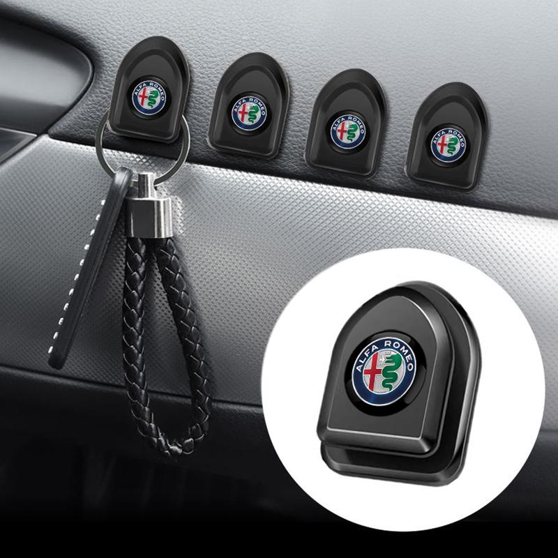Car Interior Mini Metal Hook Car Logo Paste Freely Storage Bracket For Alfa Romeo Giulietta Mito 159 Giulia Stelvio 156 147 tkj852