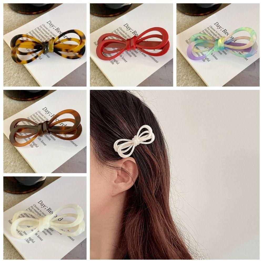 Korean Style Acetate Hair Clip Side Clip Bowknot Barrettes Elegant Bow Hairpin  Daily
