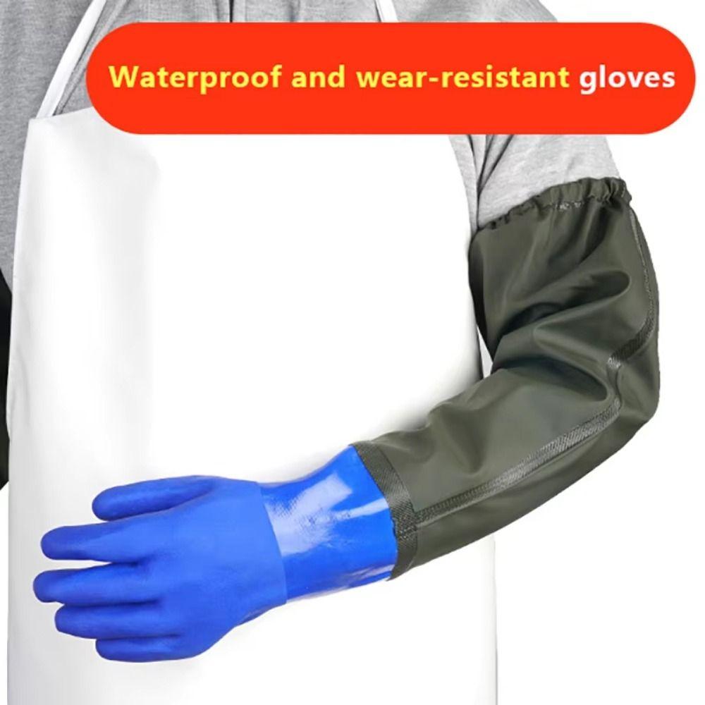 Heavy Duty Long Rubber Gloves Non-Slip Thickened Drain Cleaning Gloves Velvet Lining 70cm Rubber Work Gloves Gardening