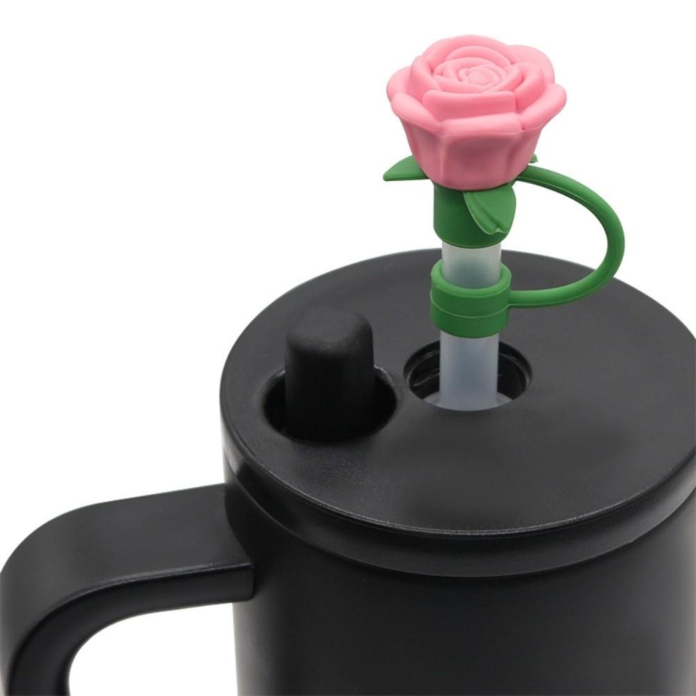 Heat-resistant Rose Flower Straw Cover Dust Proof Straw Covers Cap for Stanley Cup