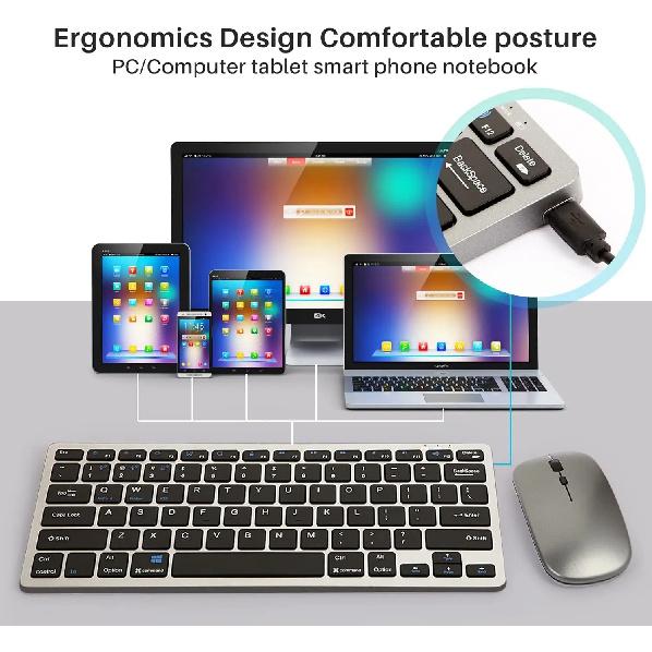 Rechargeable BT 5.2 2.4G Wireless Keyboard and Mouse Multiple Connection Wireless Russia Keyboard and Mouse