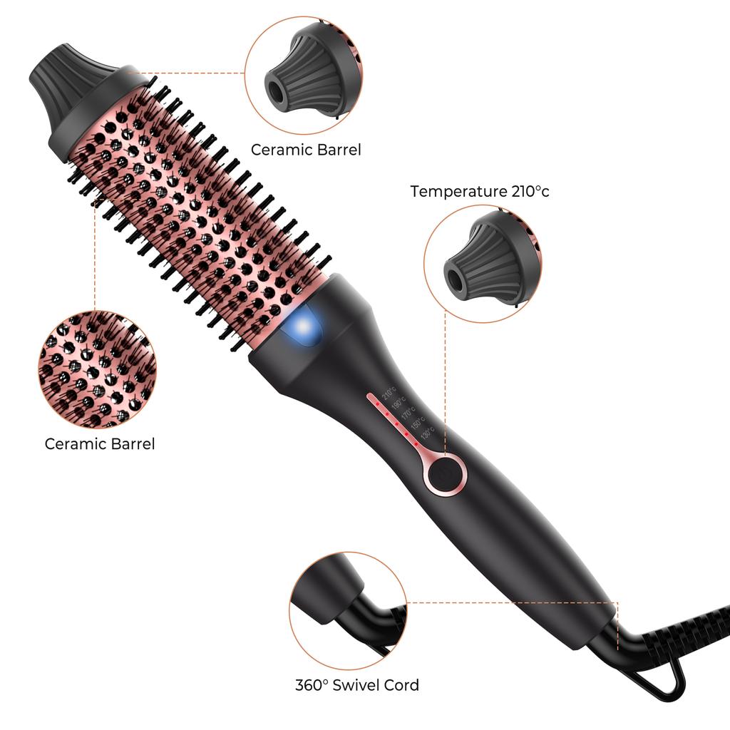 Ceramic Hot Brush Curling Iron Brush Double PTC Heated Thermal Brush Tourmaline Ionic Hair Curler Digital Display Curling Wand