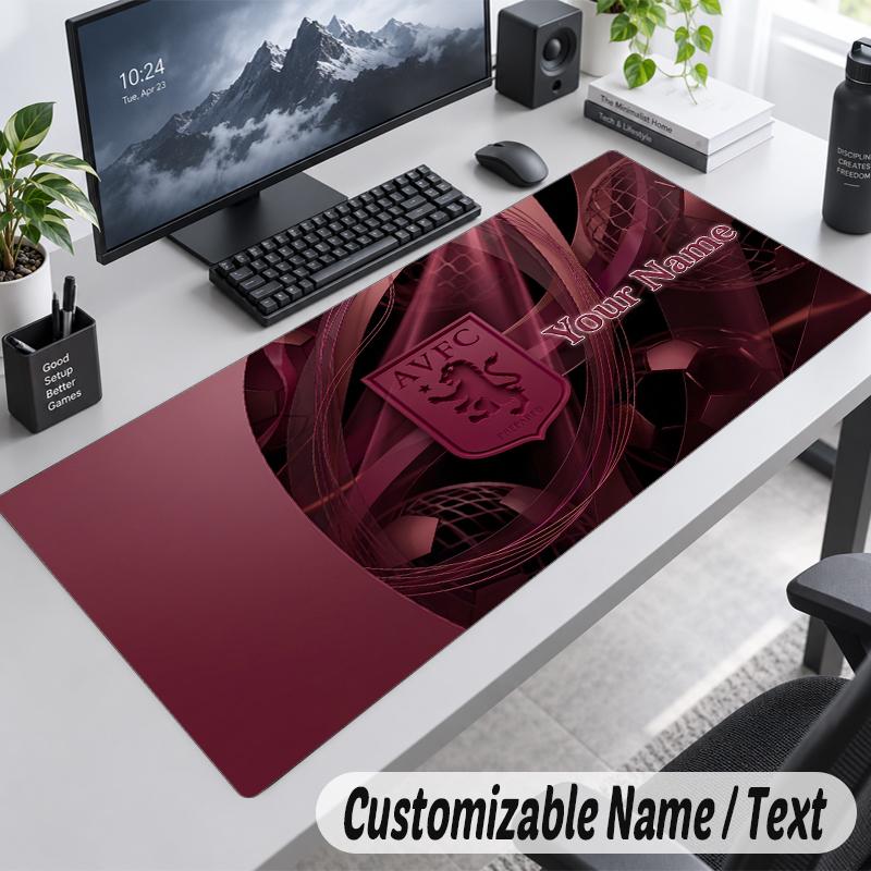 Custom Name Text Mouse Pad Aston Villa Personalized Desk Pad For Work And Gaming