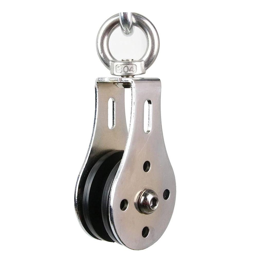 Stainless Steel Wire Rope Silver Lifting Ring 360 Degree Rotating Pulleys for Rope Gym Equipment