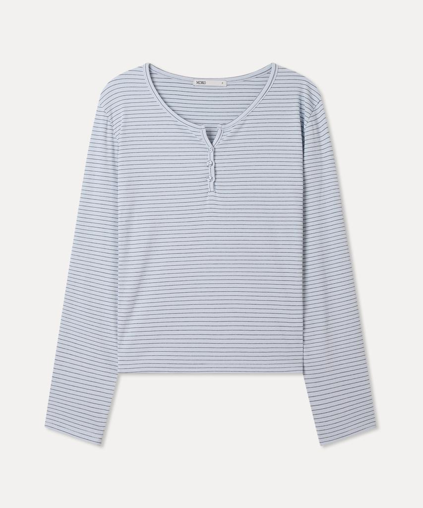 MIXXO Button-Up Striped T-Shirt_Miwlwg42Ms