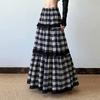 ZANZEA Womens Summer Casual Lace Splice Loose Plaid Long Skirts
