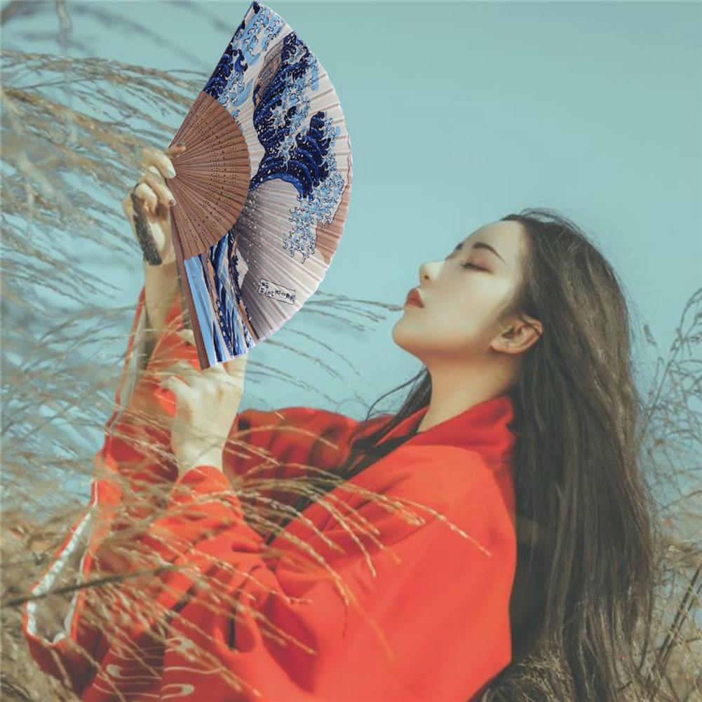 Vinatge Wave Fan Portable Folding Fan Pocket Fan For Wedding Party Decoration Dancing Performances Gifts