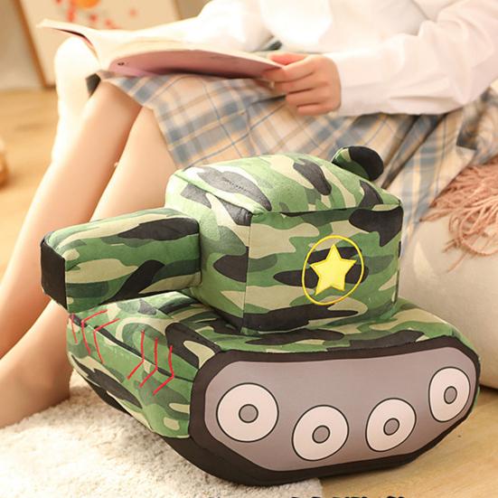 Tank Plush Toy Simulation Modeling Pentagram Pattern Camouflage Sleeping Accompany Hugging Cushion Children Plush Doll Pillow Toy Boys Toy Gift