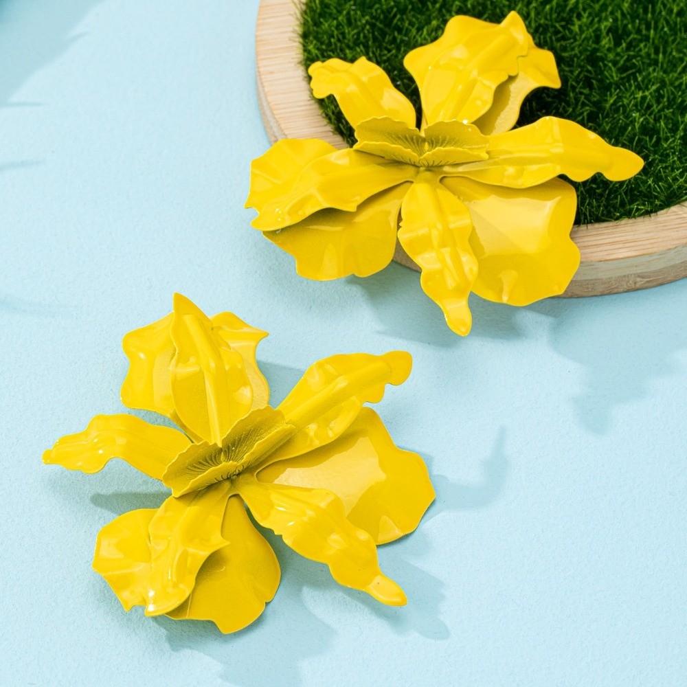Pleated Large Flower Earrings Baking Paint Ear Accessories Exaggerated Flower Earrings Wedding