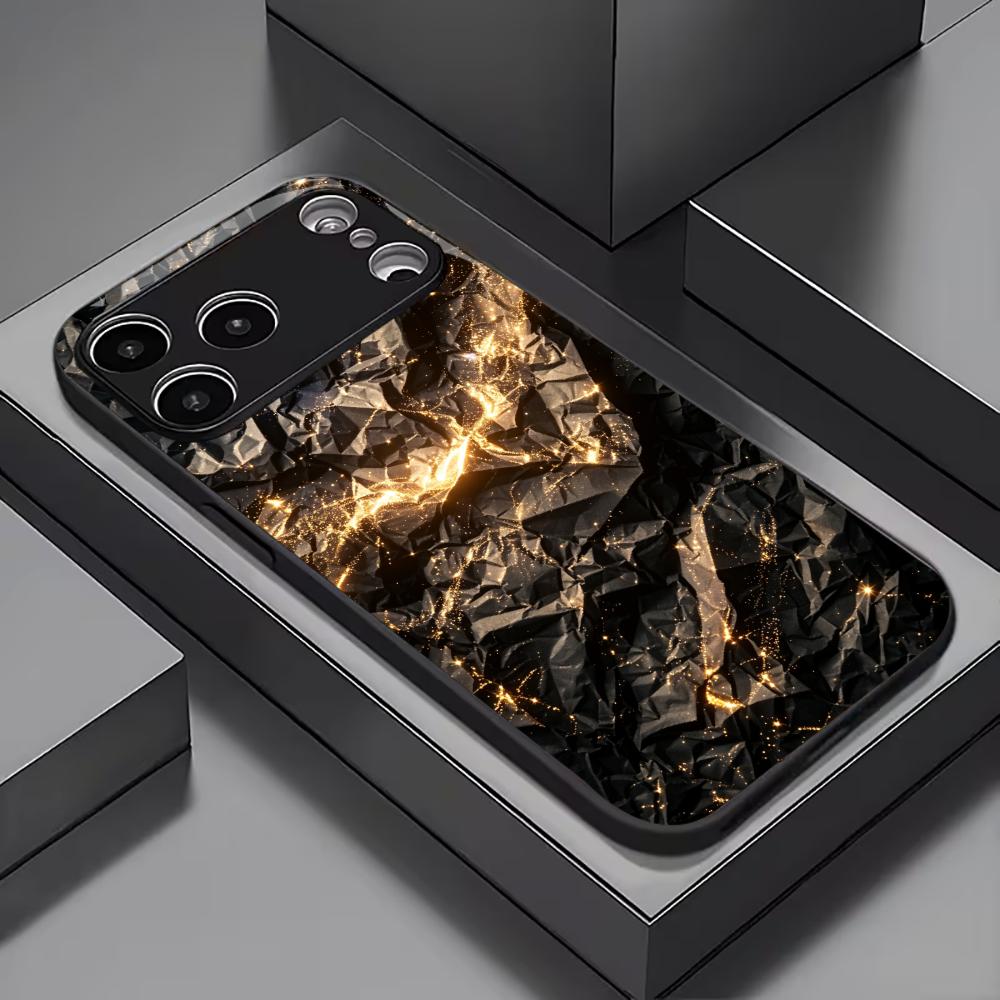 Черно-золотой чехол для телефона из фольги для чехла iPhone для iphone 17 pro max Прозрачность для iPhone 17 16 15 14 13 12pm Pro Plus