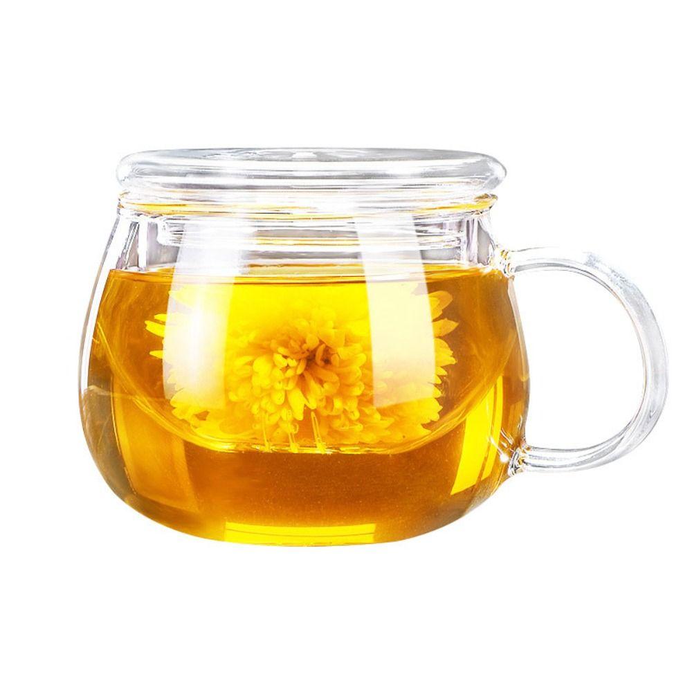 Круглая/грибная форма заварочного чайника из боросиликатного стекла с разделителем для стеклянной чашки для чая