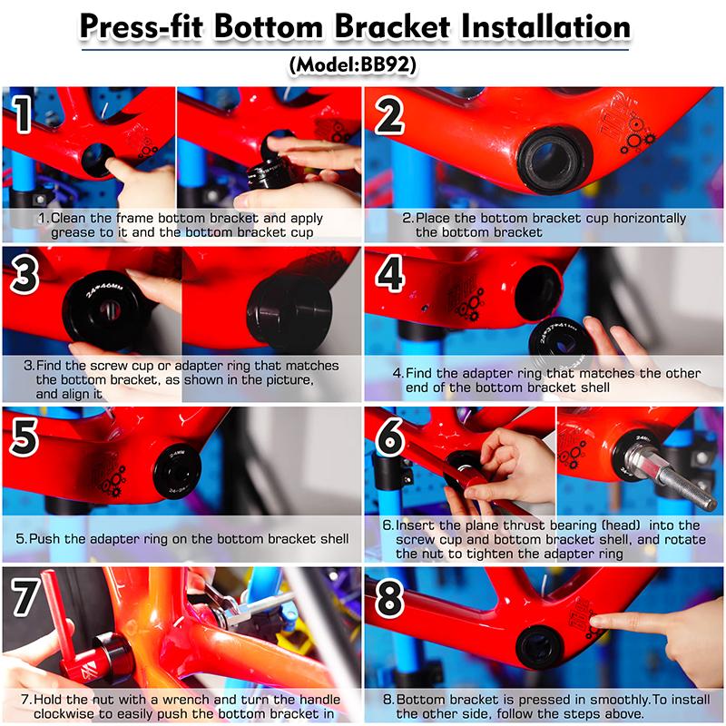 BUCKLOS Bicycle Bottom Bracket Installation Removal Tool Bike Press Fit BB Removal Install Tool CNC Aluminum Alloy Bike Tool