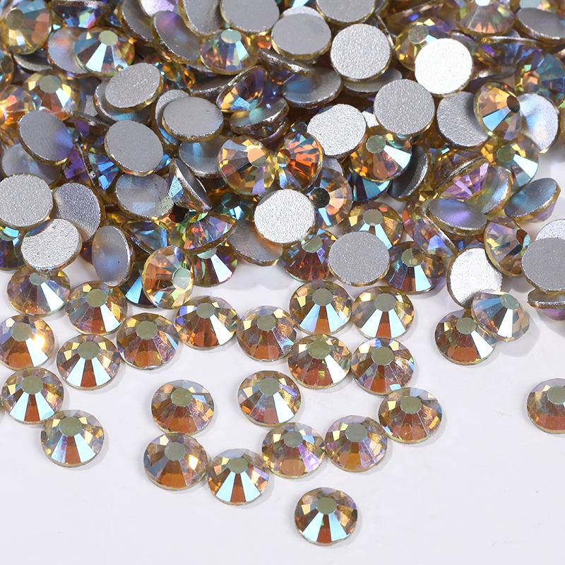Цветной АБ Хрусталь Плоское Дно Сверло Круглое Сверло для Ногтей Сделай Сам Красочные Украшения для Ногтей
