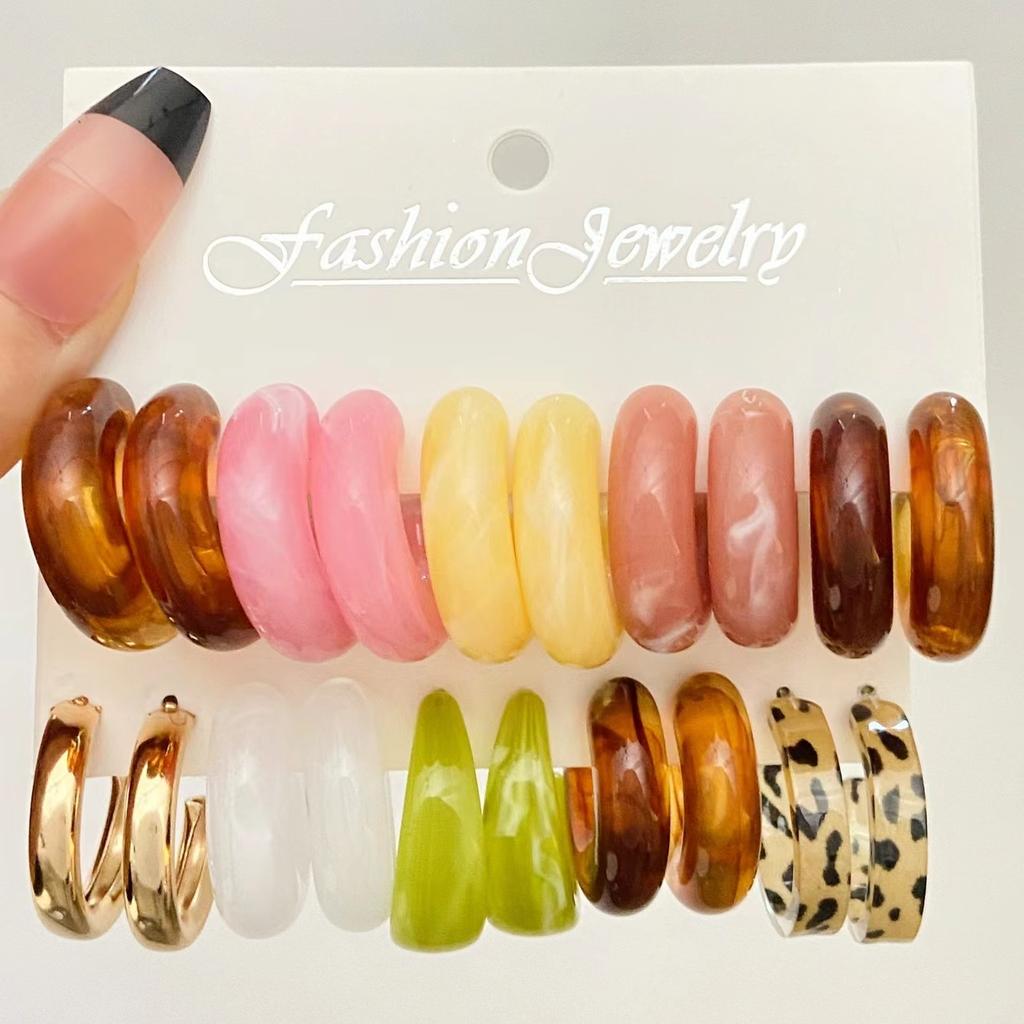 2026 Взрывные Серьги Серьги Геометрические Квадратные Серьги Ретро Жемчуг Набор Открыток Сплав Серьги Комбинация Серег