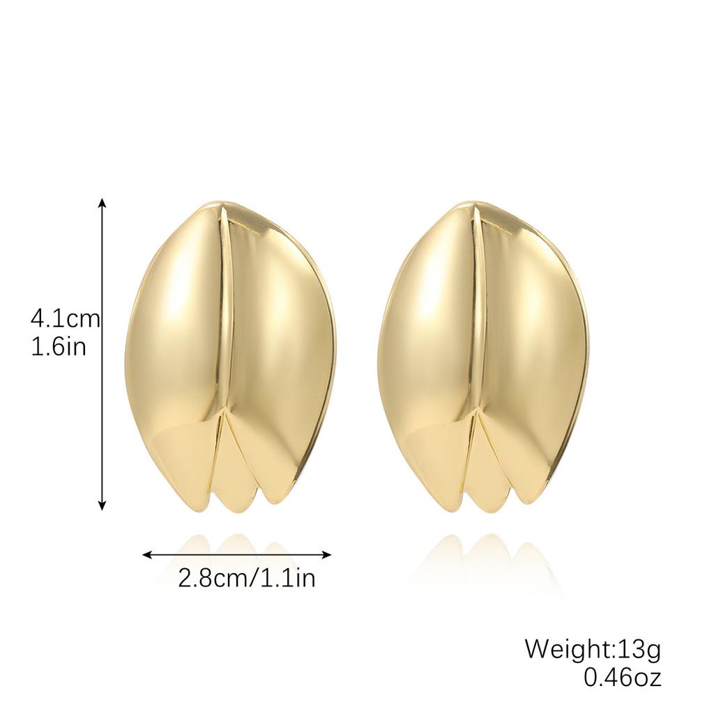 Exaggerated Temperament Earrings Gold Senior Sense Ins Cold Wind Simple Metal Droplets Pleated Pearl Flower Earrings