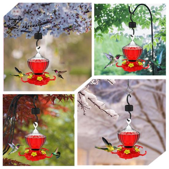 Кормушка для колибри 16 унций, подвесная кормушка для колибри с 5 отверстиями для кормления цветов и жердочкой для декора сада снаружи