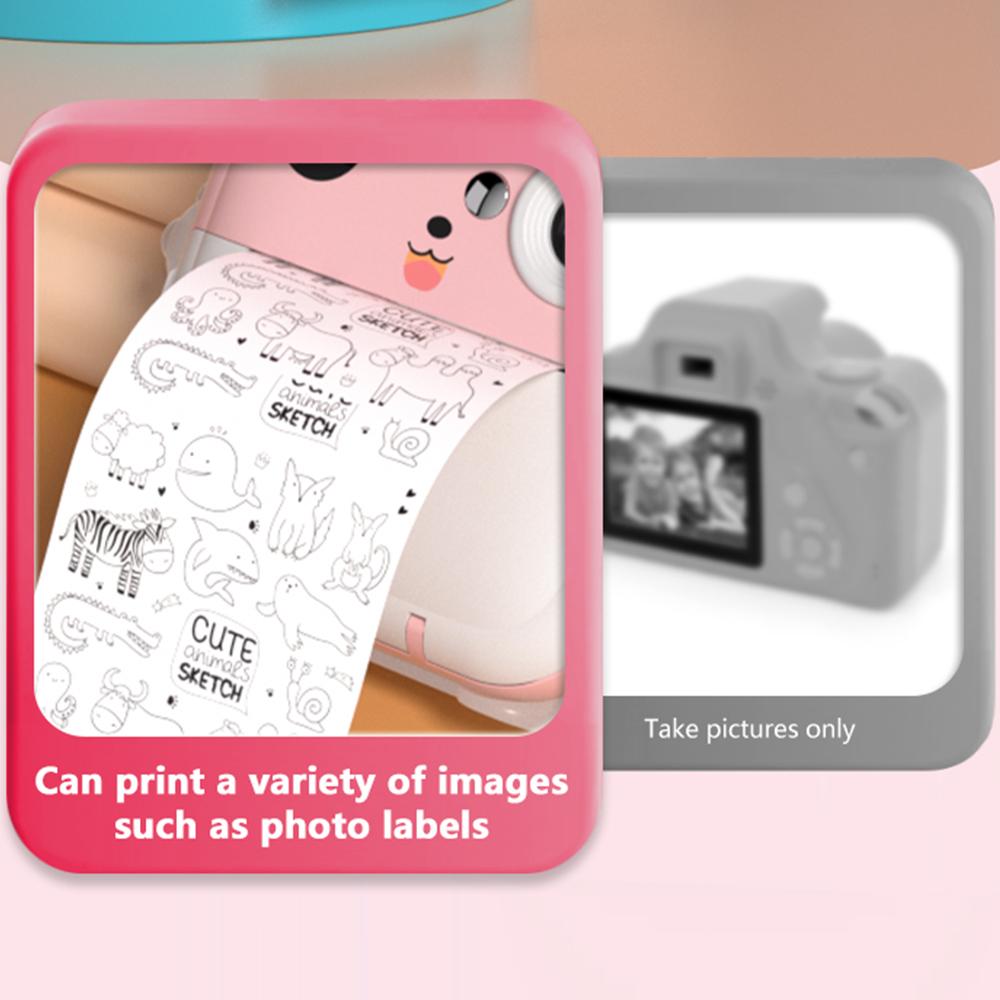 Портативная детская детская камера с мгновенной термопечатью, цифровая камера с экраном 2,4 дюйма, фотоселфи HD