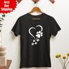 Paws Printed Heart T Shirt Cute Design Animal Lovers Gift 100% Cotton Unisex Top