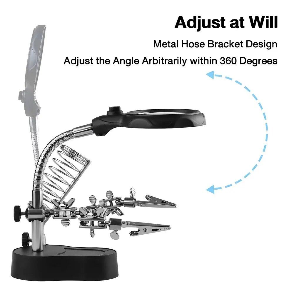 3,5X 12X Сварочный вспомогательный зажим-лупа, электрический паяльник, печатная плата, сварочный утюг, увеличительное стекло, кронштейн, инструменты