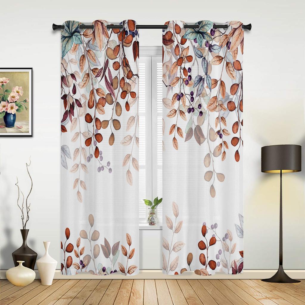 Листья Растение Сине-зеленые Шторы для Спальни Гостиной Шторы Кухни Детской Комнаты Оконные Шторы Современный Домашний Декор