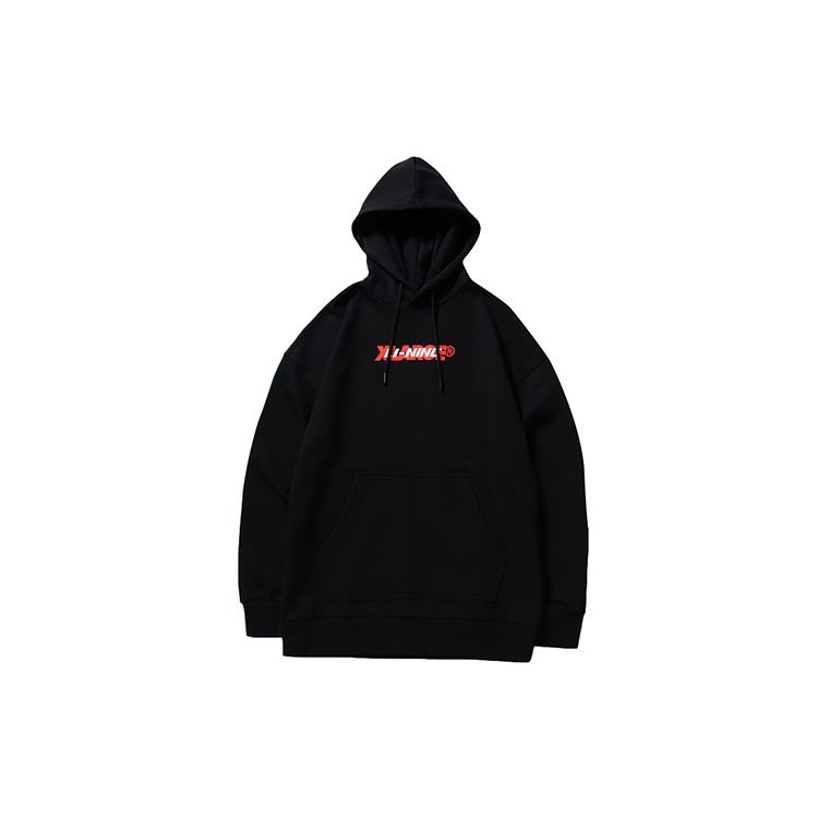 Li Ning X Xlarge Collaboration Sports Fashion Series Свободный пуловер с капюшоном Мужские толстовки с капюшоном Черный AWDNC87-2