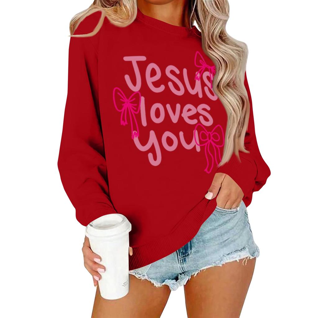 Женская повседневная модная блузка с длинным рукавом и круглым вырезом с принтом и пуловером