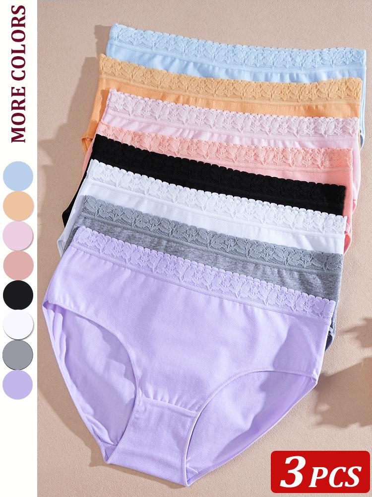 3 шт. Женское хлопковое нижнее белье Сексуальные мягкие модные трусики Femme Дизайн с пряжкой Трусы Нижнее белье Кружевное интимное белье S-XL