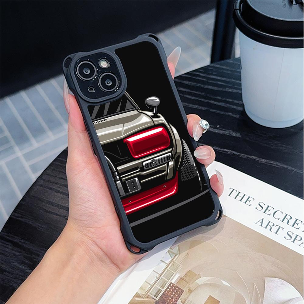 Ae78 Fashion Car Pattern Design Art Soft Phone Cases for iPhone 16 15 14 13 12 11 Pro Max 7 8 XR with Wrist Strap Lanyard Corner Protection Back Cover
