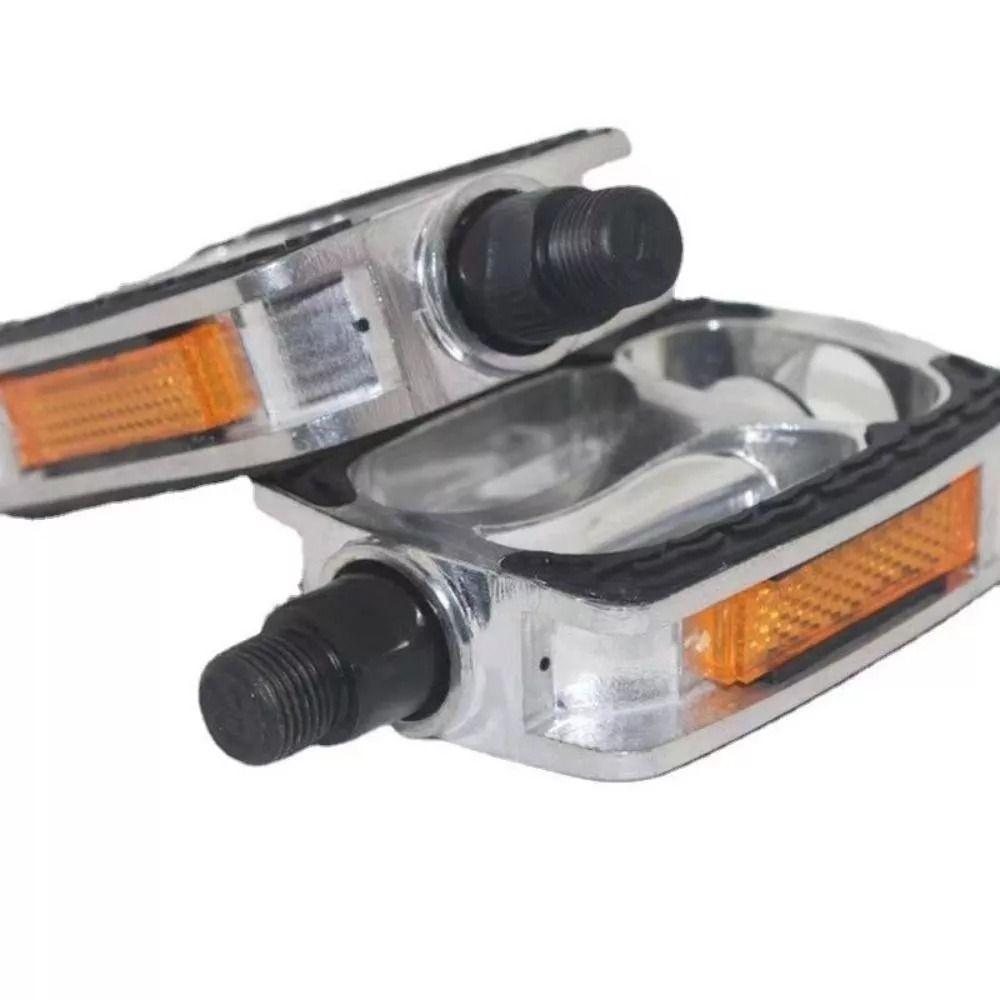 Retro Aluminum Alloy Bicycle Pedals Safety Non-Slip Bike Pedals Durable Reflective Strips Road Bike Pedals Outdoor Sports