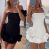 Ladies Solid Color Ruffle Waist Dress One Shoulder Tube Top Package Hip Dress For Women