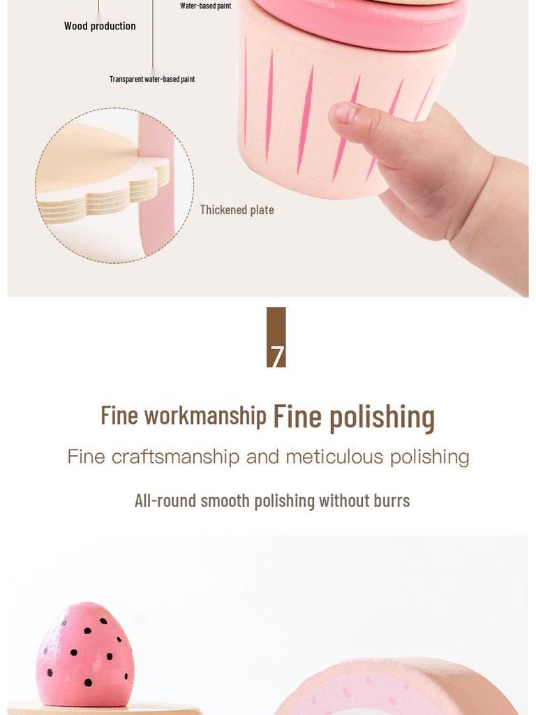 Children's Play Kitchen Set with Birthday Cake, Ice Cream, Dessert Stand, and Toy Food Models