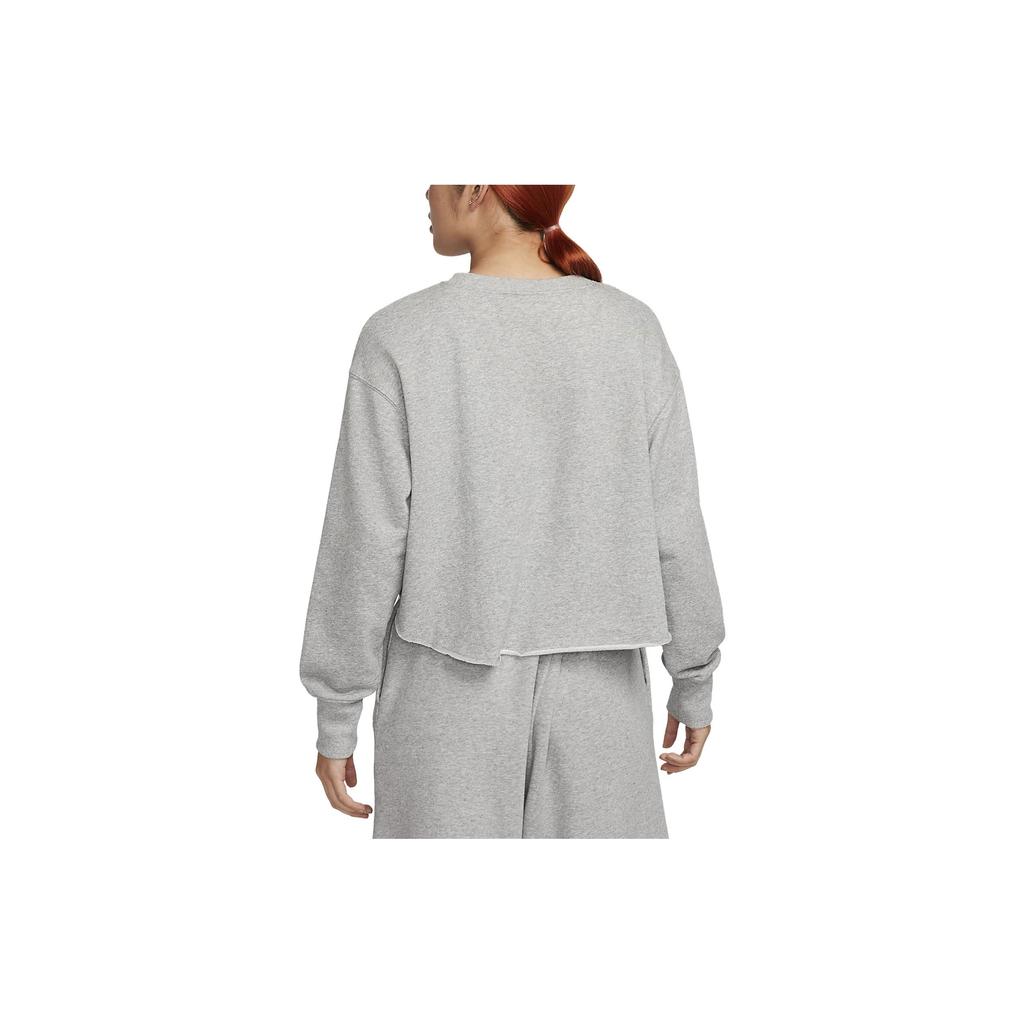 Nike Спортивная одежда однотонный флисовый топ с круглым вырезом и длинными рукавами для тренировок женские топы темно-серого цвета FB8265-063