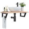 VidaXL Wall-mounted Vanity Shelf Steel and Solid Oak Wood, Floating Vanity Shelf, Vanity Shelf for Countertop 3302331