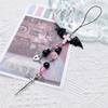 Bow-Love Keychain Crystal Y2k Beaded Phone Lanyard Strap Guitar Charm Cross-Pendant Phone Chain Anti-Lost for Women Girl